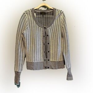 Worthington White & Black Textured Cardigan size small